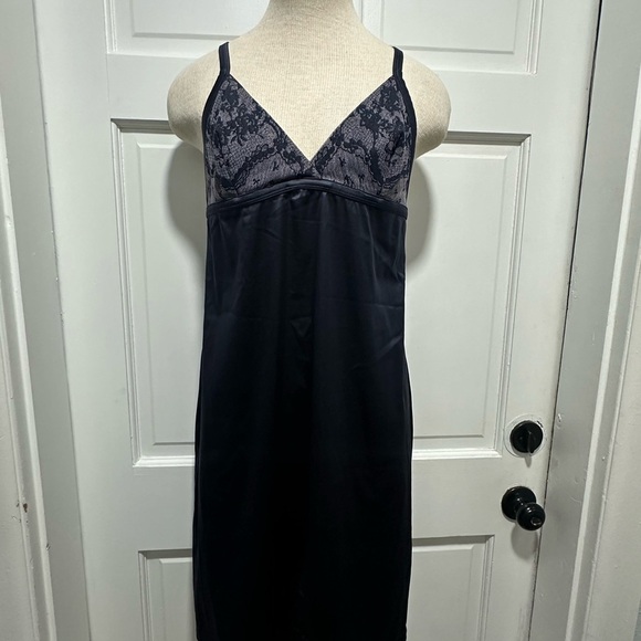 La Perla Deep Navy Satin Lace Chemise Slip Dress Size 4 - Picture 2 of 8